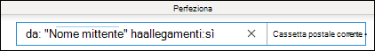 Ricerca per mittente e allegati