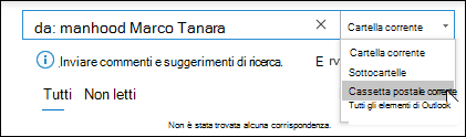 Selezionare l'ambito di ricerca