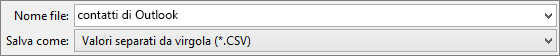 Salvare la rubrica dei contatti come file CSV