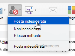 Voce di menu Contrassegna messaggio come posta indesiderata