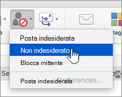 Contrassegnare il messaggio come non indesiderato