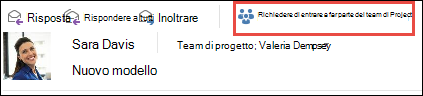 Richiesta di partecipazione a un gruppo da un messaggio di posta elettronica