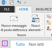 Fare clic sulla freccia per espandere il riquadro delle cartelle.