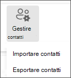 Scegliere Importa contatti dal menu Gestisci