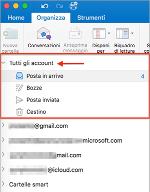 Mostra la cartella Tutti gli account