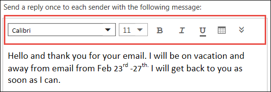 Messaggio di risposta automatico di Outlook sul Web