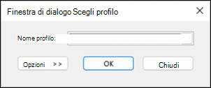 Opzioni di Outlook scegliere il profilo