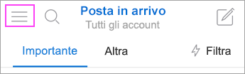 Toccare per aprire il menu comprimibile nell'angolo