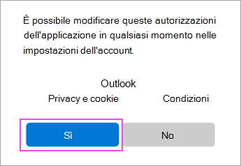 Consenti autorizzazioni.