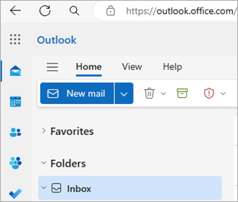 Screenshot che mostra Outlook sul web home page