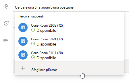 Screenshot del menu Posizioni suggerite