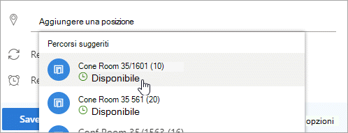 Screenshot del menu Posizioni suggerite