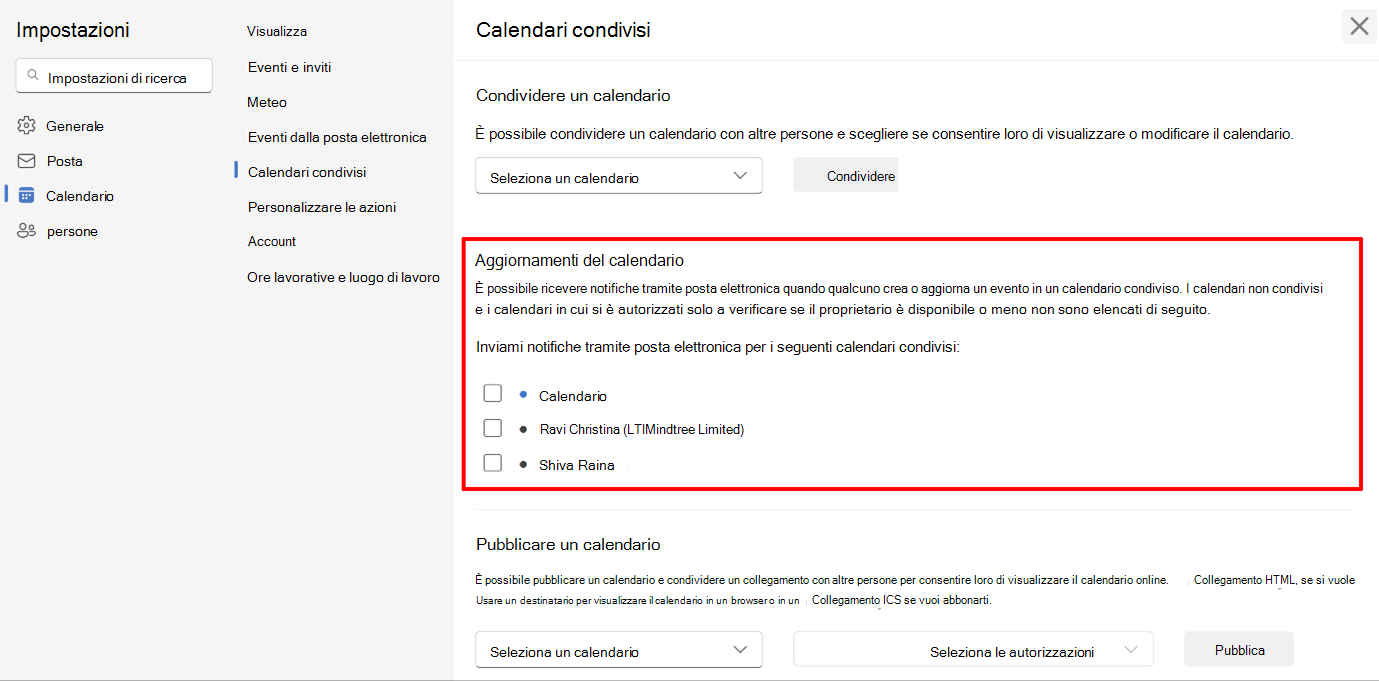 Screenshot che mostra agli utenti di acconsentire esplicitamente alle notifiche del calendario