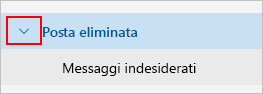 Screenshot che mostra l'espansione della cartella Posta eliminata.
