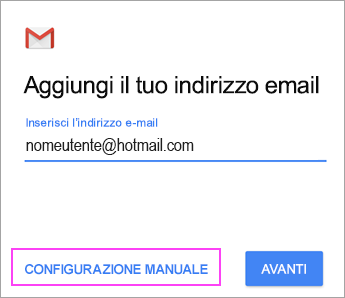 Scegliere Configurazione manuale