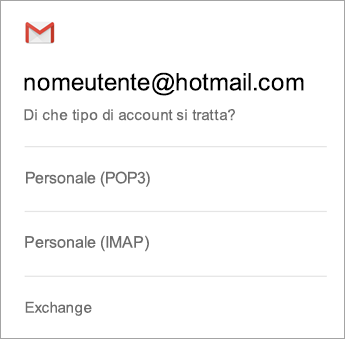, selezionare Exchange