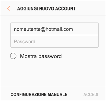 Indirizzo di posta elettronica e password