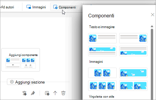 Riquadro dei componenti in Notiziario