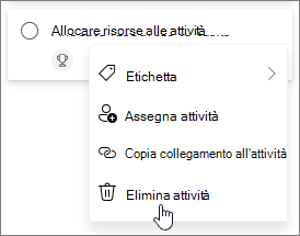 Eliminare un'attività in Planner