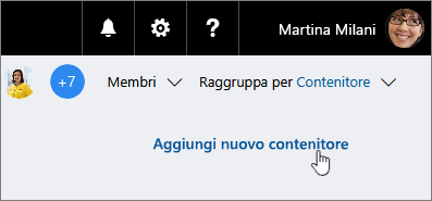 Aggiungere un'attività a un contenitore