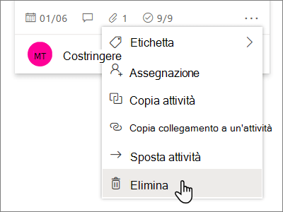 Nella bacheca fare clic sui puntini di sospensione e quindi su Elimina