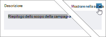 Fare clic su Mostra sulla scheda per visualizzare la descrizione