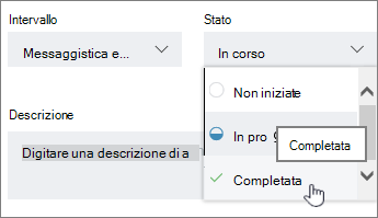 Fare clic sull'attività e selezionare un altro stato nei dettagli