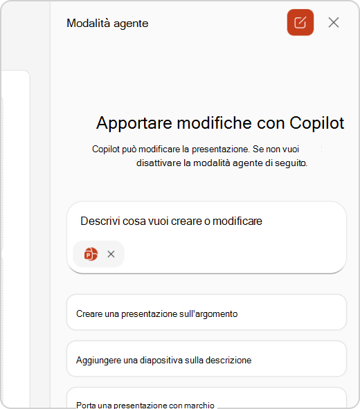 Riquadro chat modalità agente