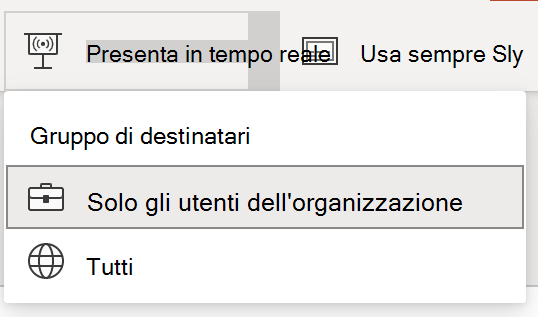 Selezione del pubblico per la presentazione in tempo reale