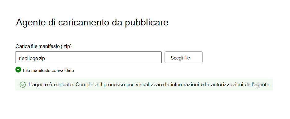Screenshot che mostra i dettagli della convalida di un pacchetto riuscita.