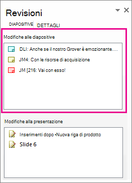Modifiche alle diapositive