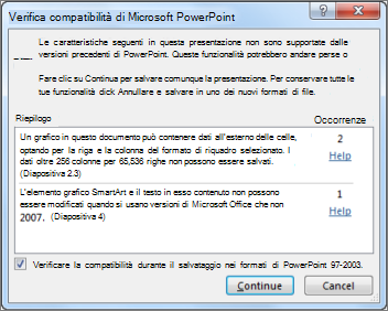 Avviso relativo a Verifica compatibilità