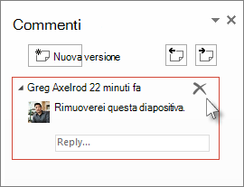 Eliminare un commento