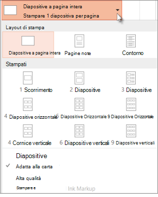 Scegliere un layout di stampa
