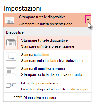 Impostazioni di stampa