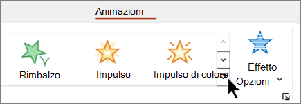 Pulsante Altro nella scheda Animazioni