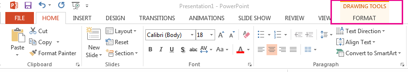 Quando si seleziona una forma, viene visualizzata la scheda Formato.