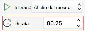 PowerPoint per Mac menu Durata animazione