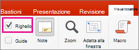 Casella di controllo Righello nella scheda Visualizza