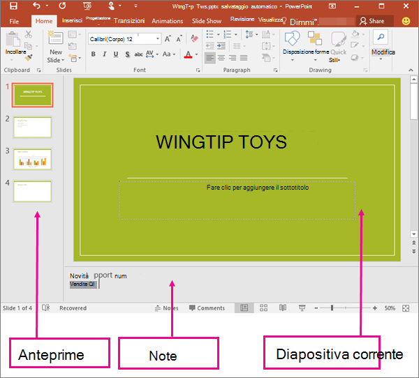 Mostra la visualizzazione Normale di PowerPoint