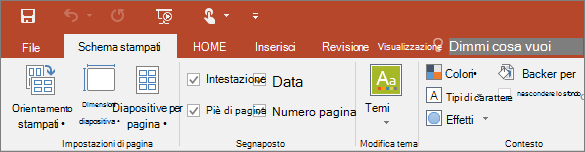 Mostra l'opzione Schema stampati sulla barra multifunzione di PowerPoint