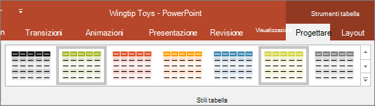 Mostra gli stili di tabella in PowerPoint