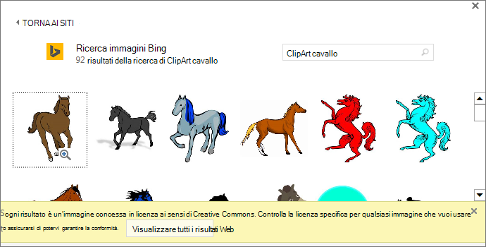 La ricerca di ClipArt a cavallo offre un'ampia gamma di immagini con licenza Creative Commons.