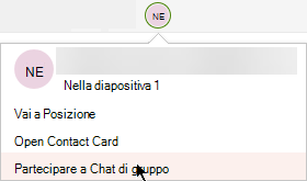 Screenshot che mostra il menu esteso
