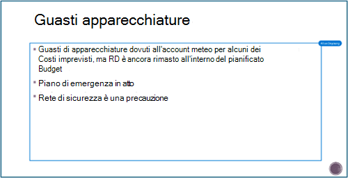Screenshot che mostra l'area rivista tramite un riquadro rettangolare