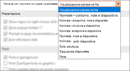 L'elenco Apri tutti i documenti usando questa visualizzazione espanso per consentire al cliente di selezionare una visualizzazione predefinita.