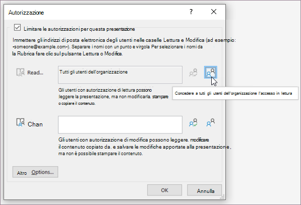 Accesso per tutti gli utenti dell'organizzazione