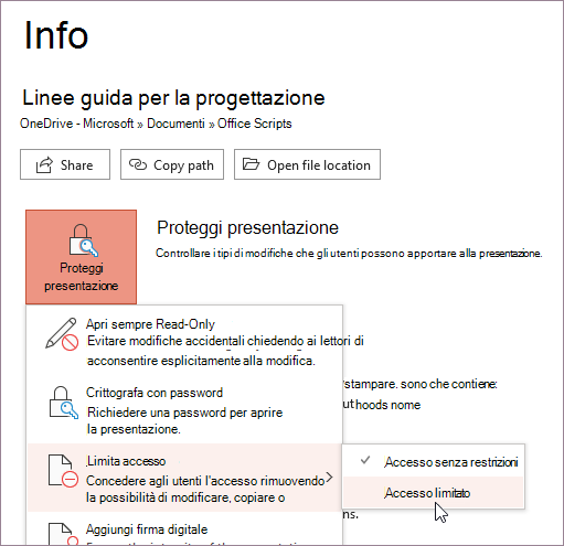 Impostare l'accesso limitato