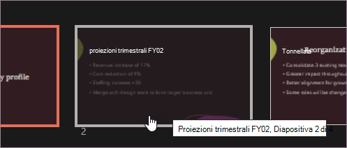 Selezionare la diapositiva nascosta