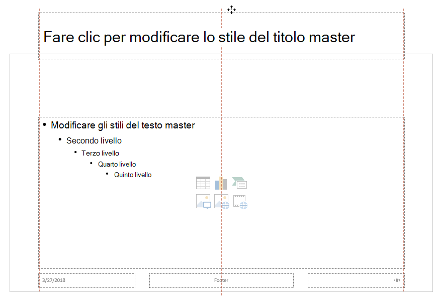 Trascinare il segnaposto Titolo verso l'alto e rilasciarlo al di fuori del bordo della diapositiva visibile